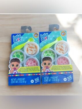 NEW Hasbro Kids Set of 2 Baby Alive Solid Doll Food Packs Fork Three Pack